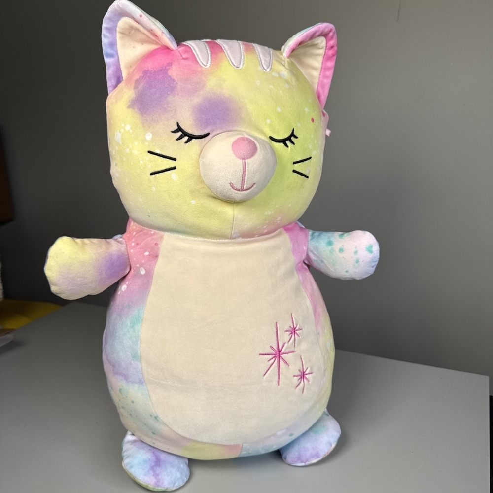 2023 Hugmees by Squishmallows 18" Erika The Rainbow Tie Dye Cat Pastel